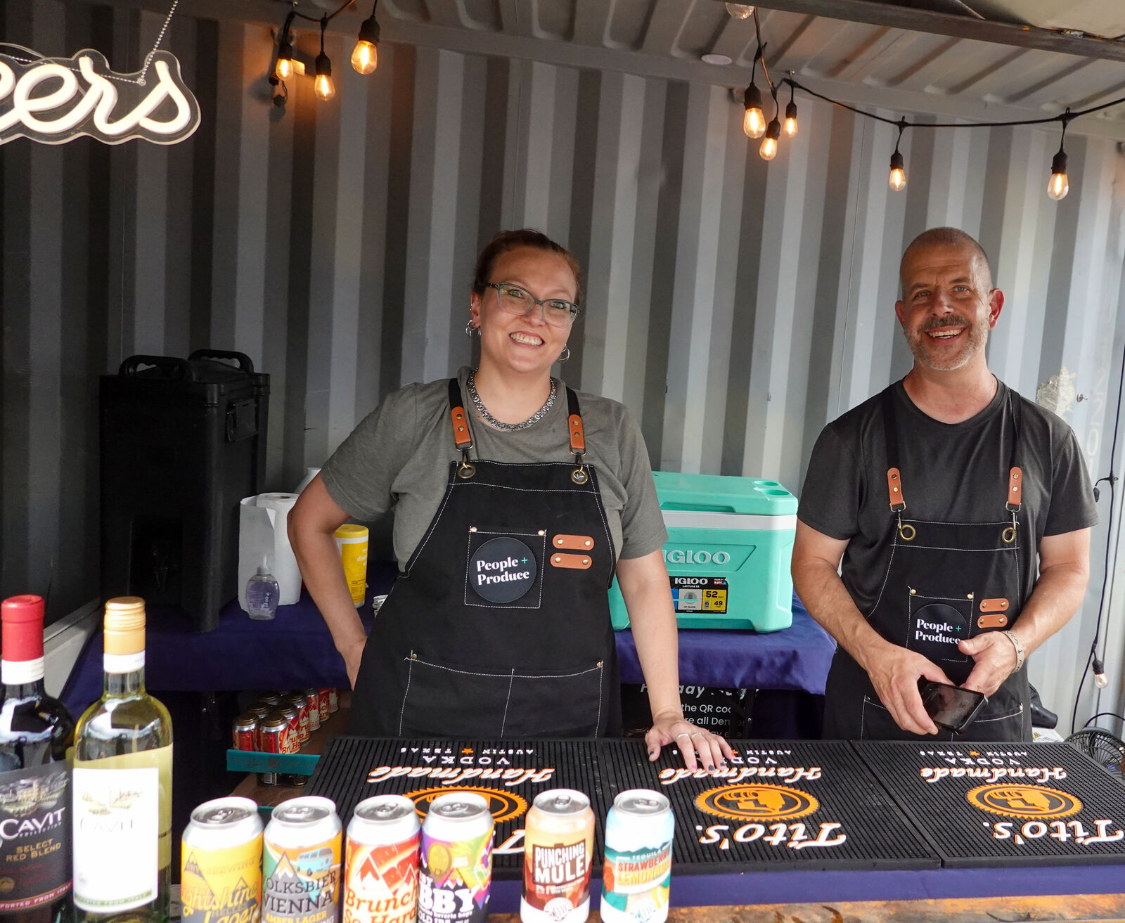 The Farm Bar crew behind the bar with local beer and wine